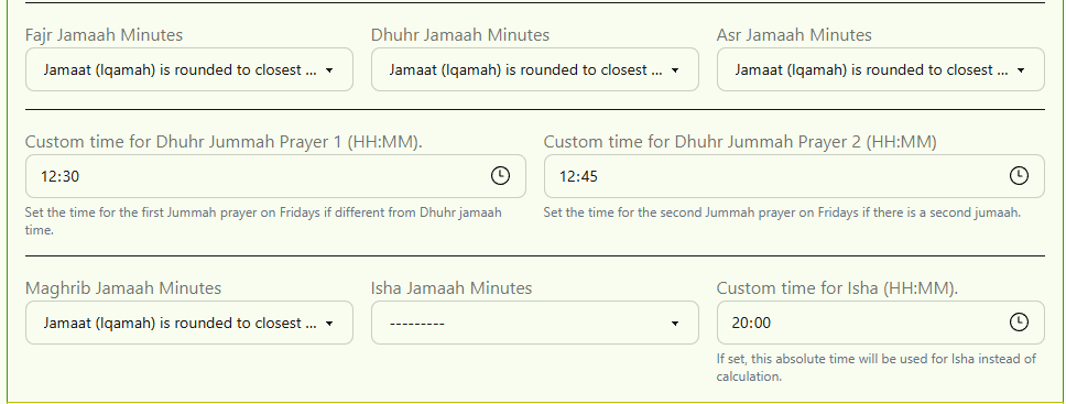 Prayer Times Adjustment Screenshot